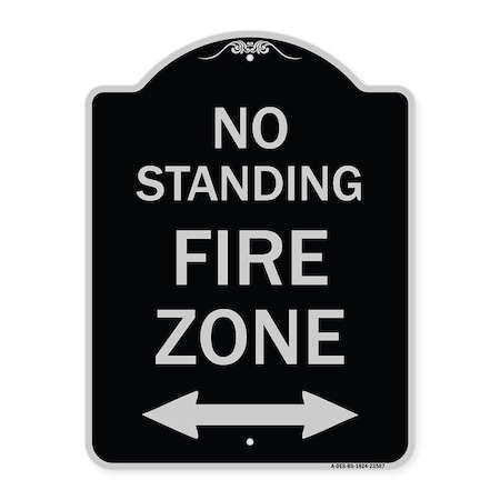 No Standing Fire Zone With Bidirectional Arrow Heavy-Gauge Aluminum Architectural Sign